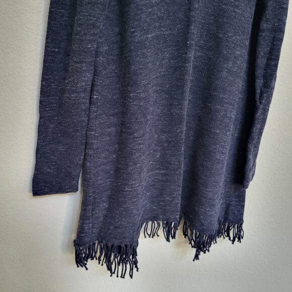 Talbots Cardigan Sweater Womens Medium Blue Open Front Fringe Casual Layering - Picture 11 of 11